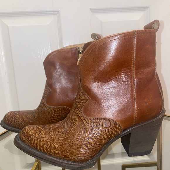 Brown Cowgirl Booties- handmade in Mexico (Suelo de Cuero /leather ) botines - Picture 4 of 6
